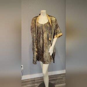 Vintage Contessa Di Roma Night Gown Arabe Gold And Black Animal Print Size M